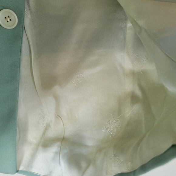 Burberry Vintage Mint Wool Double Breasted Blazer Jacket Small - Picture 6 of 16